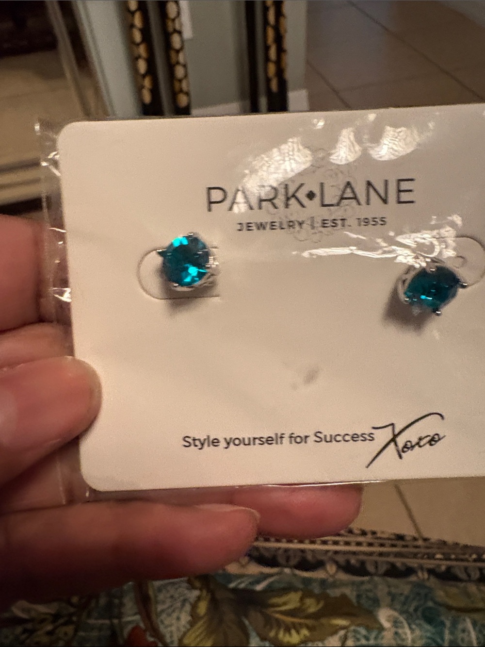 Park Lane Teal Blue Crystal Stud Earrings